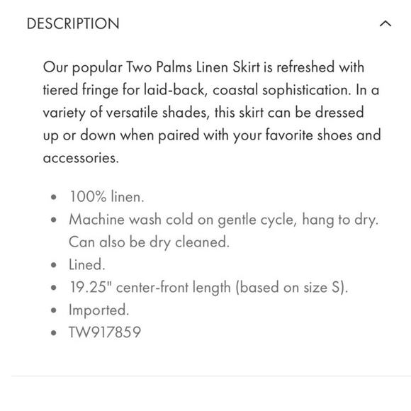 TOMMY BAHAMA Two Palms Fringed Linen Skirt Natural Flax Cruise Resort Vacation 6 - Picture 7 of 7